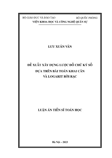 Đề xuất xây dựng lược đồ chữ ký số dựa trên bài toán khai căn và logarit rời rạc