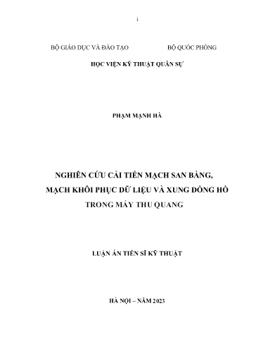 Nghiên cứu cải tiến mạch san bằng, mạch khôi phục dữ liệu và xung đồng hồ trong máy thu quang