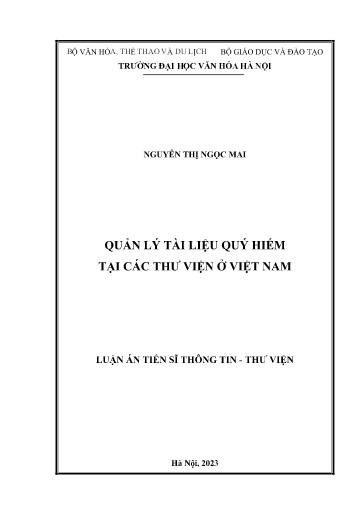 Quản lý tài liệu quý hiếm tại các thư viện ở Việt Nam